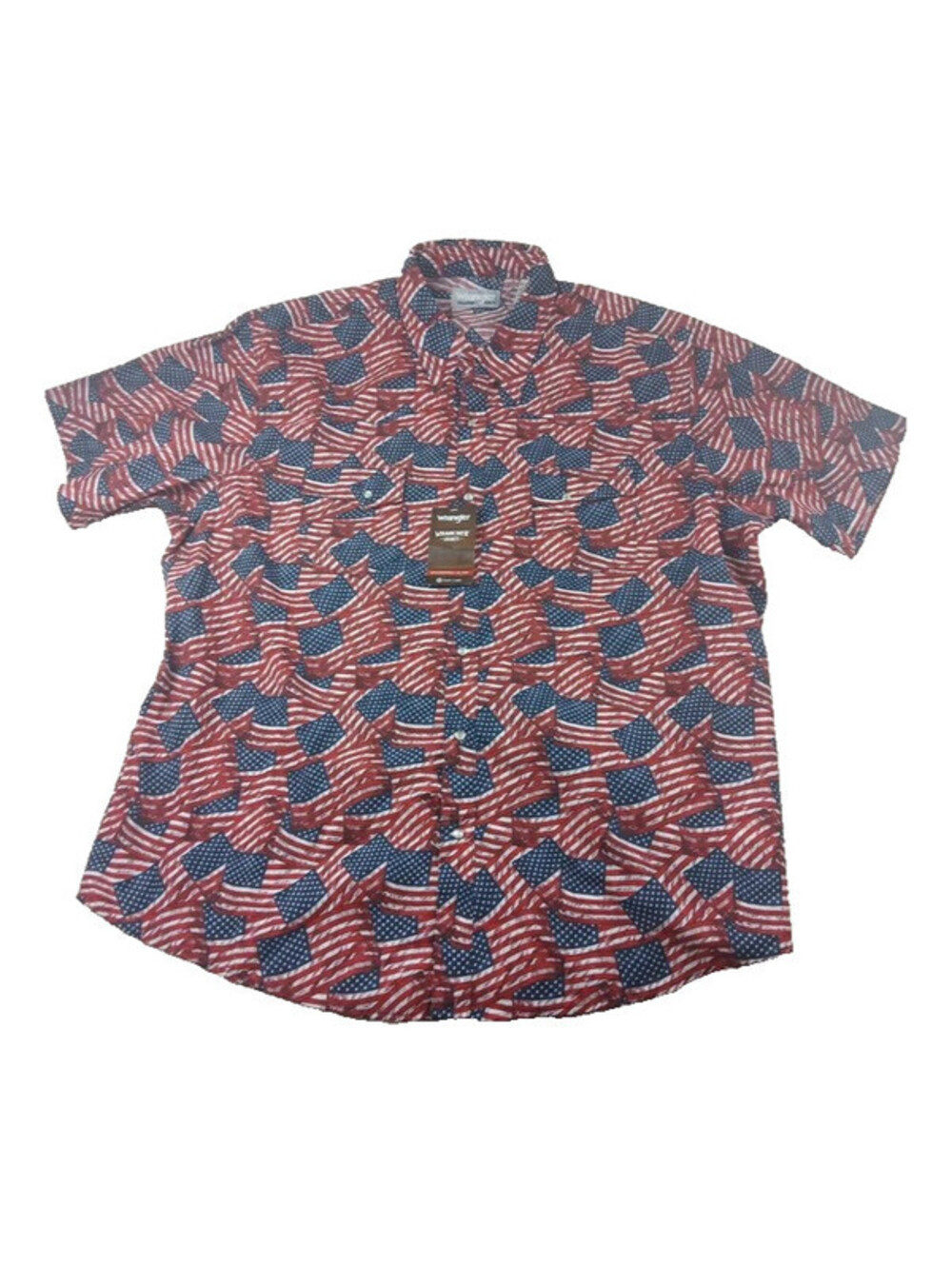 Wrangler Wrancher XXL Men's Patriotic USA Flag Print Pearl Snap Western Shirt